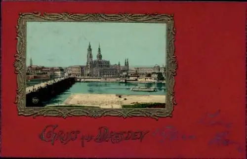 Präge Passepartout Ak Dresden Altstadt, Blick zur Stadt