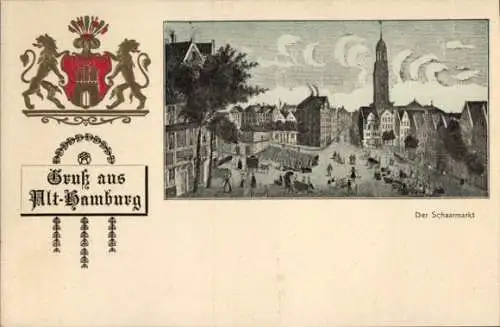 Präge Wappen Litho Hamburg Mitte Altstadt, Schaarmarkt