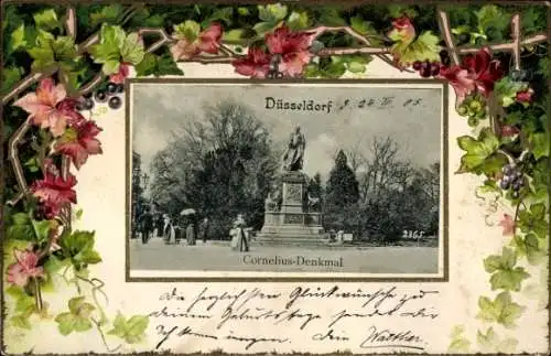 Präge Passepartout Ak Düsseldorf am Rhein, Cornelius Denkmal