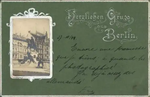Präge Passepartout Ak Berlin Mitte, Reiterstandbild