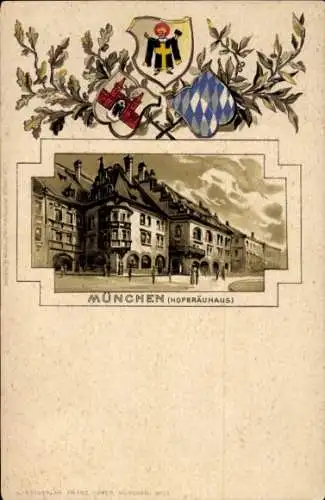 Präge Wappen Litho München Bayern, Hofbräuhaus