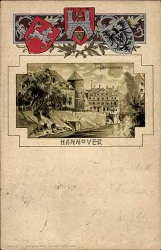 Präge Wappen Litho Hannover in Niedersachsen, Leineufer