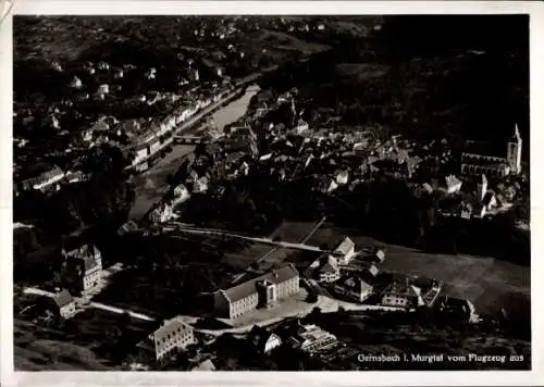 Ak Gernsbach im Murgtal Schwarzwald, Fliegeraufnahme