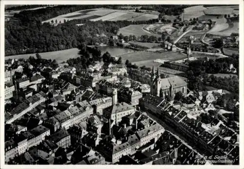 Ak Hof an der Saale Oberfranken Bayern, Fliegeraufnahme