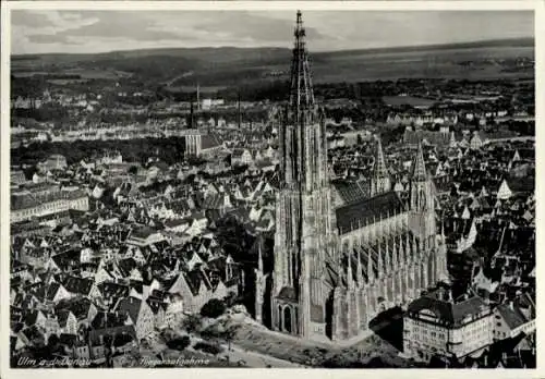 Ak Ulm an der Donau, Münster, Fliegeraufnahme