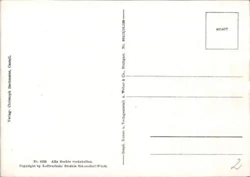 Ak Castell Unterfranken, Totalansicht, Fliegeraufnahme