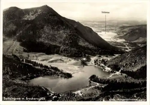 Ak Spitzingsee Schliersee in Oberbayern, Brechersitze, Fliegeraufnahme