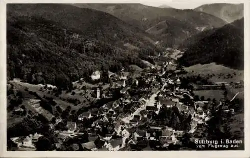 Ak Sulzburg im Markgräflerland Baden Schwarzwald, Fliegeraufnahme