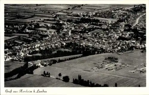 Ak Herxheim bei Landau in der Pfalz, Fliegeraufnahme