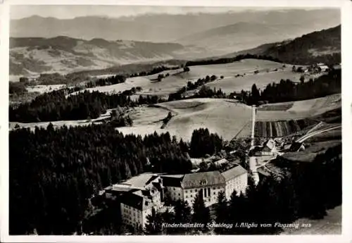 Ak Scheidegg im Allgäu Schwaben, Fliegeraufnahme, Kinderheilstätte