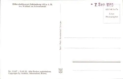 Ak Schömberg im Schwarzwald Württemberg, Fliegeraufnahme