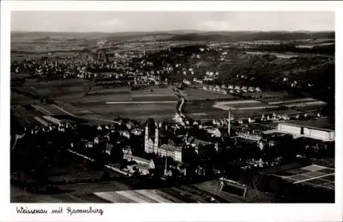 Ak Eschach Ravensburg in Oberschwaben, Kloster Weißenau, Fliegeraufnahme