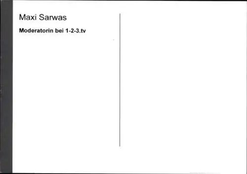 Ak Moderatorin Maxi Sarwas, Portrait, bei 1-2-3.tv., Autogramm