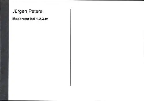 Ak Moderator Jürgen Peters, Portrait, bei 1-2-3.tv., Autogramm