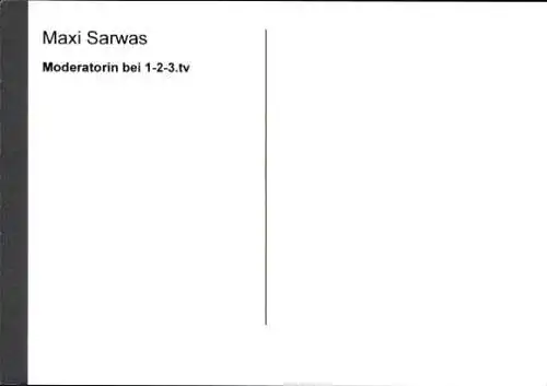Ak Moderatorin Maxi Sarwas, Portrait, bei 1-2-3.tv., Autogramm
