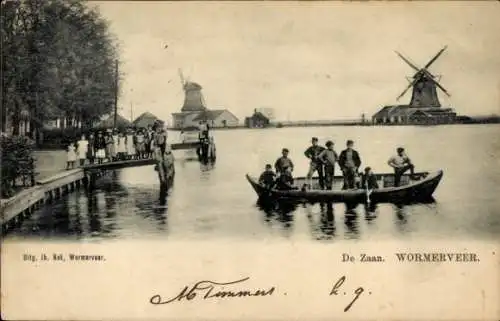 Ak Wormerveer Noord-Holland Nederland, De Zaan, Molen