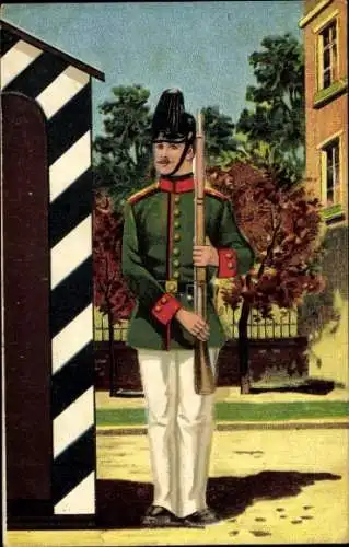 Künstler Ak Regiment 7, Soldat auf Wachtposten, Gewehr