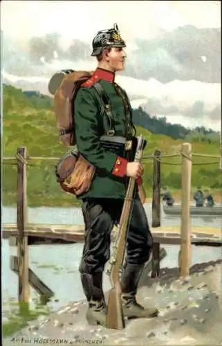 Künstler Litho Hoffmann, A., Deutscher Soldat, Jäger, Regt. 7