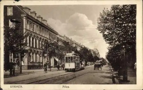 Ak Barmen Wuppertal, Allee, Straßenbahn