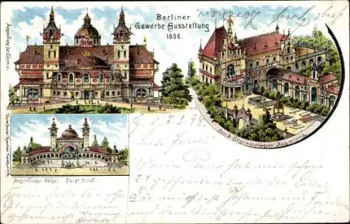 Litho Berlin, Gewerbeausstellung 1896, Bau und Ingenieurwesen Ausstellung, Ausstellungspalast