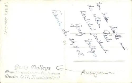 Ak Opernsängerin Gerty Dolley, Autogramm