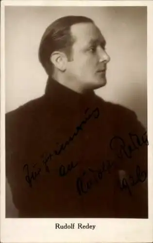 Ak Schauspieler Rudolf Redey, Portrait, Profilansicht, Autogramm