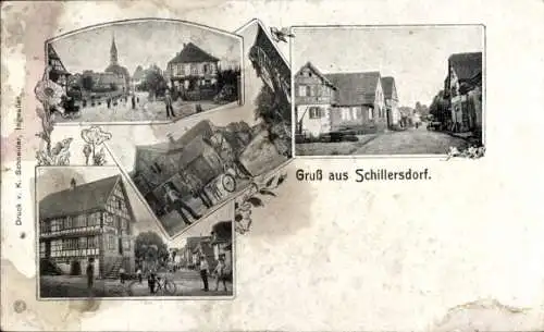 Ak Schillersdorf Elsass Bas Rhin, Straßenpartie, Fachwerkhaus