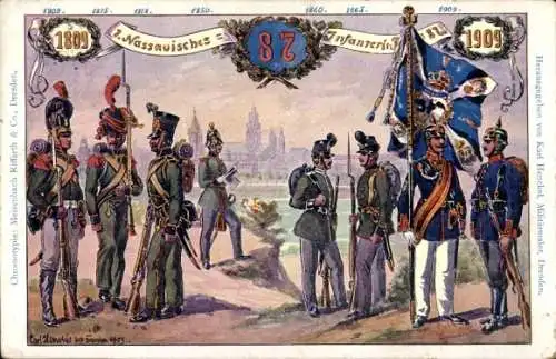 Regiment Künstler Ak Henckel, Carl, 1. Nassauisches Inf. Regt. 87, 1809-1909