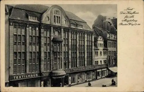 Ak Magdeburg, Textilhaus Zentrum, Kaufhaus Tezet, Breiter Weg 57-60