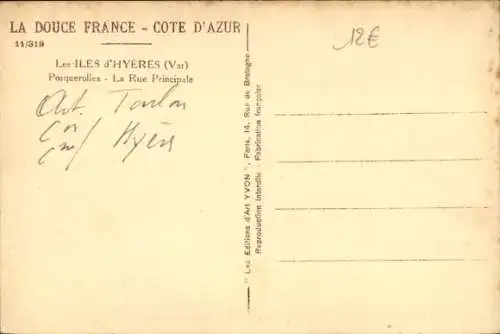Ak Île de Porquerolles Îles d’Hyères Var, Grande Rue