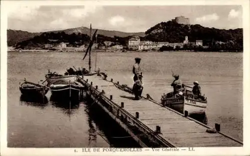 Ak Île de Porquerolles Îles d’Hyères Var, Gesamtansicht, Bootsanleger