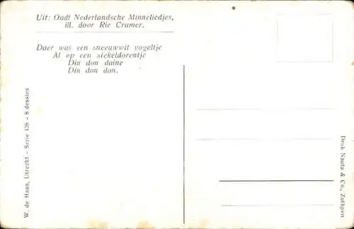 Künstler Ak Cramer, Rie, Alte Niederländische Minnelieder, De Minnebode