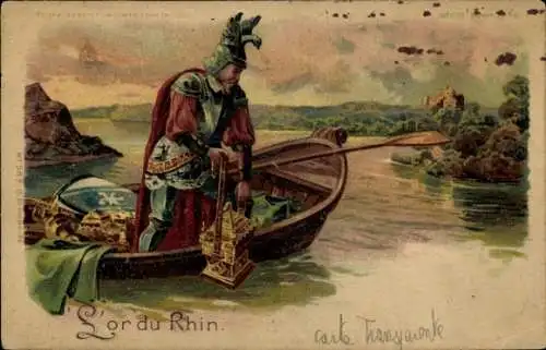 Halt gegen das Licht Litho L'Or du Rhin, Hagen versenkt Nibelungenschatz im Rhein, Meteor