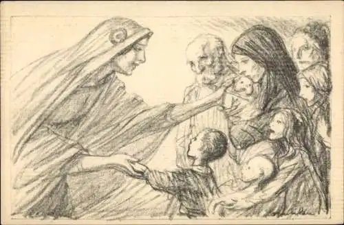 Künstler Ak Steinlen, Frau mit Kindern, Journee Francaise du Secours National, Marianne