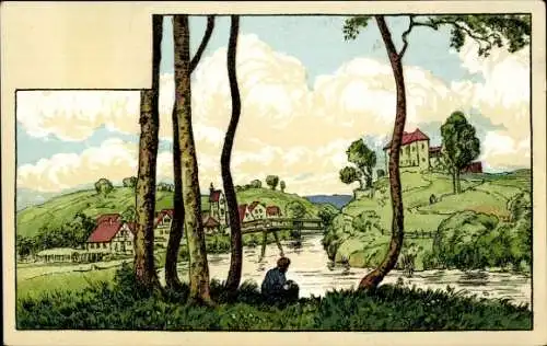 Künstler Ak Hans Thoma, deutsches Malbuch, Landschaft