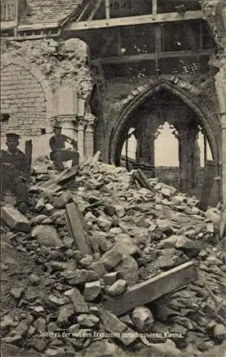 Ak Inneres der von den Franzosen zerschossenen Kirche