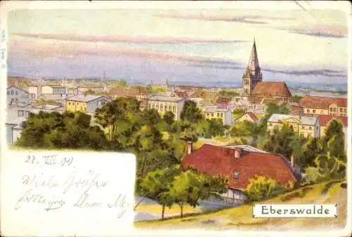 Litho Eberswalde in der Mark, Stadtansicht, Kirche