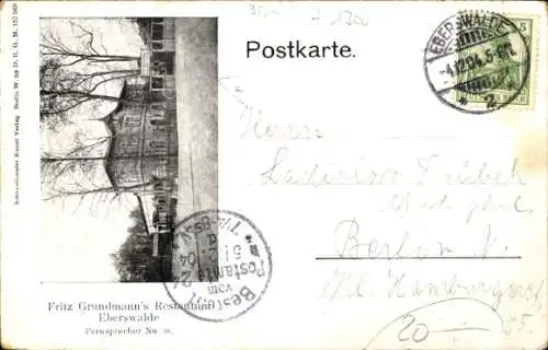 Ak Eberswalde in der Mark, Totale, Restaurant