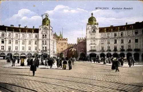 Ak München Bayern, Straßenpartie am Karlstor Rondell