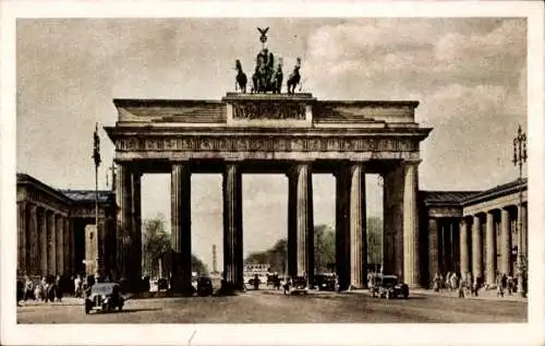 Ak Berlin Mitte, Brandenburger Tor, Ost-West-Achse, Siegessäule