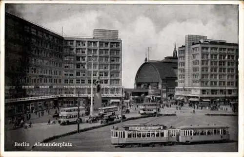 Ak Berlin Mitte, Alexanderplatz, Straßenbahn , Autobusse