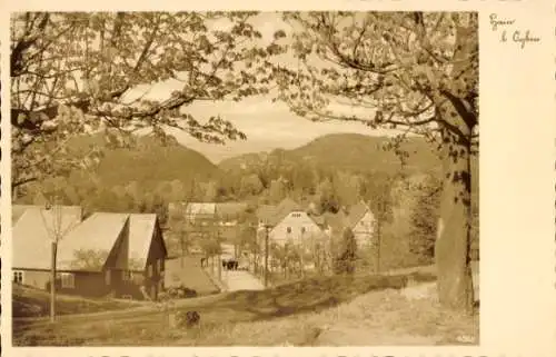 Ak Hain Oybin in der Oberlausitz, Zittauer Gebirge, Talblick über Hain