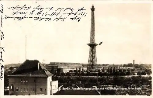 Ak Berlin Charlottenburg, Blick zum Funkturm und dem Ausstellungsgelände