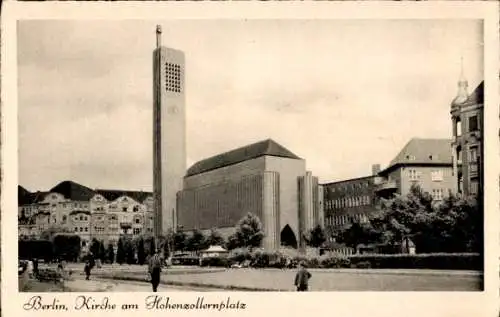 Ak Berlin Wilmersdorf Schmargendorf, Ortsansicht, Kirche am Hohenzollernplatz