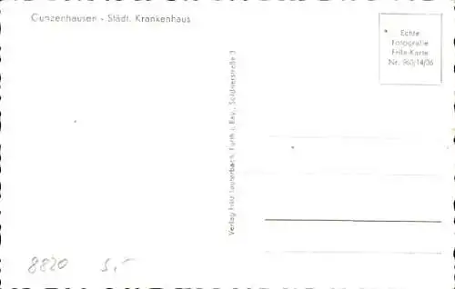 Ak Gunzenhausen im Fränkischen Seenland, Städt. Krankenhaus