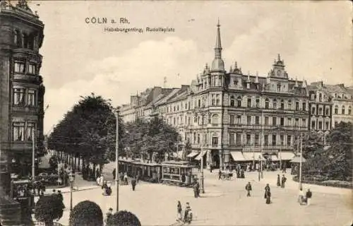 Ak Köln am Rhein, Habsburgerring, Rudolfsplatz, Straßenbahn