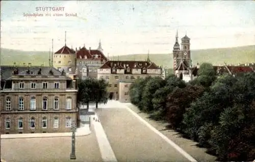 Ak Stuttgart in Württemberg, Schlossplatz, Altes Schloss