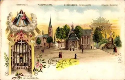 Litho Kevelaer am Niederrhein, Marienkirche, Gnadenbild, Wallfahrtskirche, Gnadenkapelle