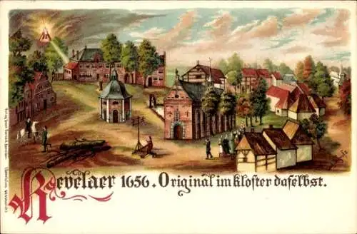 Litho Kevelaer am Niederrhein, Ort im Jahre 1656, Kloster