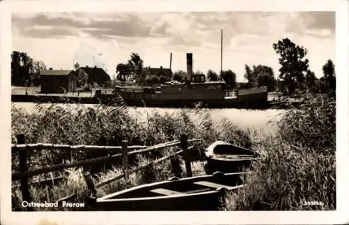 Ak Ostseebad Prerow auf dem Darß, Hafen, Dampfer, Boote